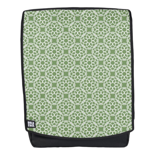 Sage Green White Geometric Seamless Pattern Backpack (Front)