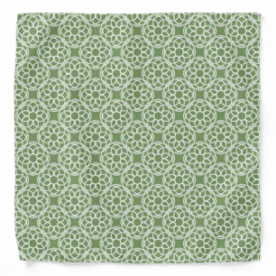 Sage Green White Geometric Seamless Pattern Bandana