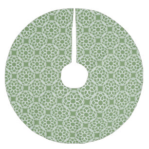Sage Green White Geometric Seamless Pattern Brushed Polyester Tree Skirt
