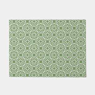 Sage Green White Geometric Seamless Pattern Doormat