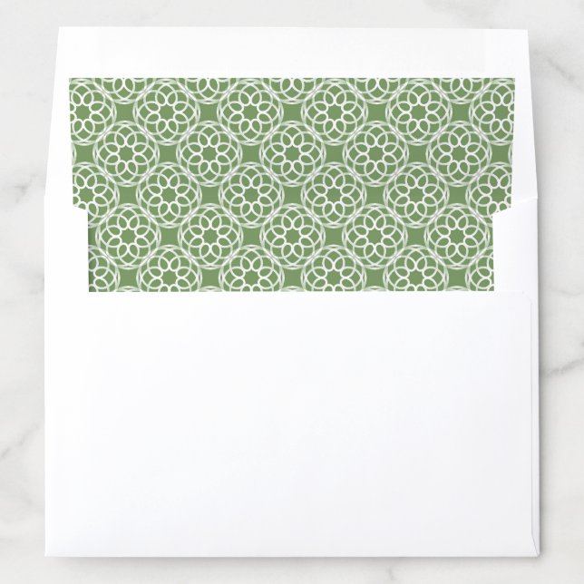Sage Green White Geometric Seamless Pattern Envelope Liner (In Envelope)