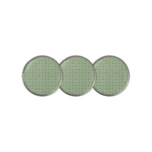 Sage Green White Geometric Seamless Pattern Golf Ball Marker