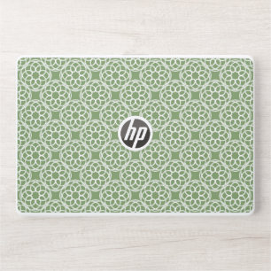 Sage Green White Geometric Seamless Pattern HP Laptop Skin