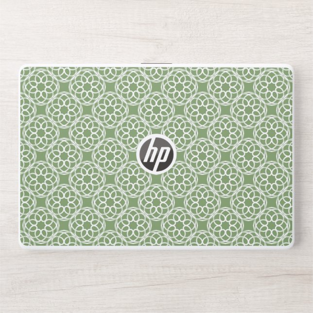 Sage Green White Geometric Seamless Pattern HP Laptop Skin (Front)