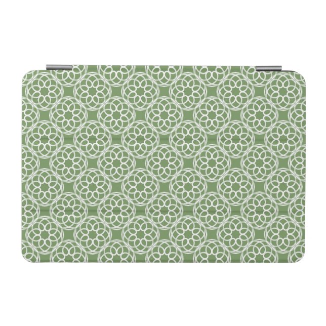 Sage Green White Geometric Seamless Pattern iPad Mini Cover (Horizontal)