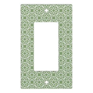Sage Green White Geometric Seamless Pattern Light Switch Cover