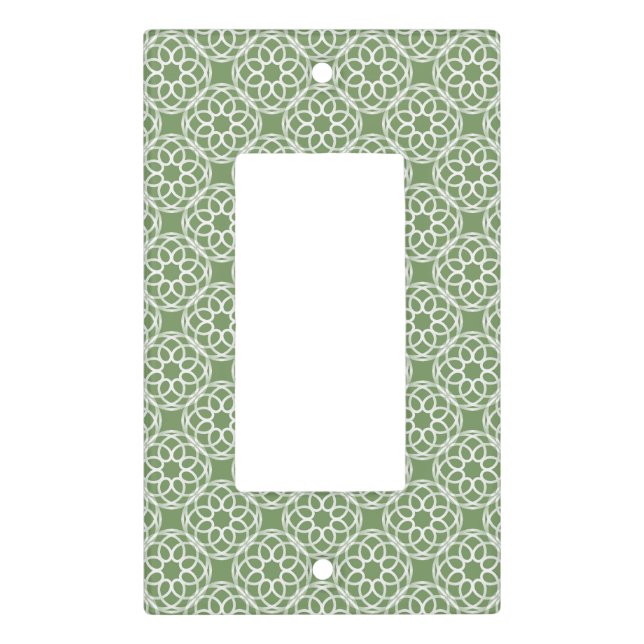 Sage Green White Geometric Seamless Pattern Light Switch Cover (Front)