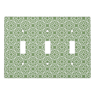 Sage Green White Geometric Seamless Pattern Light Switch Cover