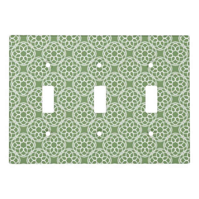 Sage Green White Geometric Seamless Pattern Light Switch Cover (Front)