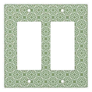 Sage Green White Geometric Seamless Pattern Light Switch Cover