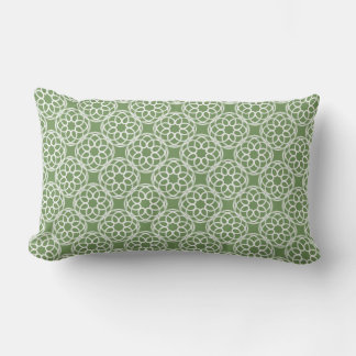 Sage Green White Geometric Seamless Pattern Lumbar Pillow