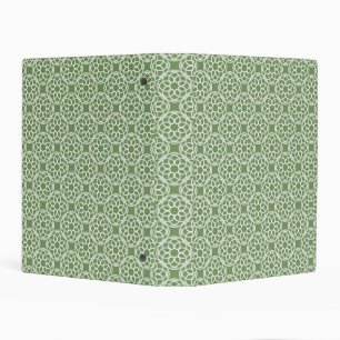 Sage Green White Geometric Seamless Pattern Mini Binder