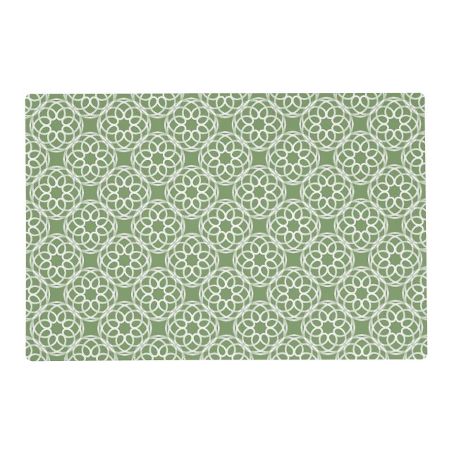 Sage Green White Geometric Seamless Pattern Placemat (Front)