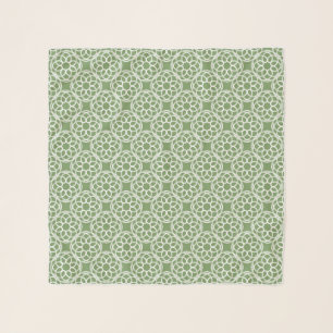 Sage Green White Geometric Seamless Pattern Scarf