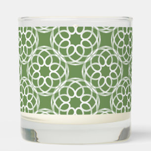 Sage Green White Geometric Seamless Pattern Scented Candle