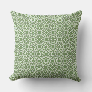Sage Green White Geometric Seamless Pattern Throw Pillow