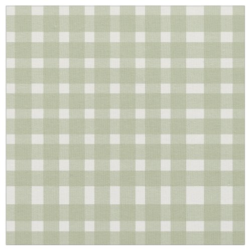 Sage Green White Gingham Pattern Fabric