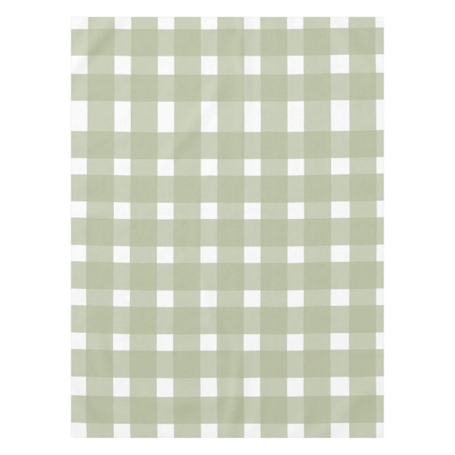 Sage Green White Gingham Pattern Tablecloth (Front)
