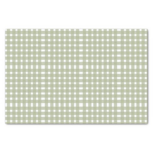 Sage Green White Gingham Pattern  Tissue Paper