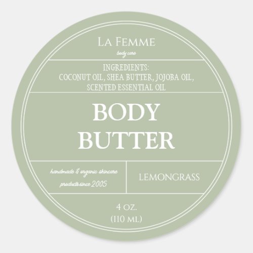 Sage Green White Minimal Cosmetic Product Label