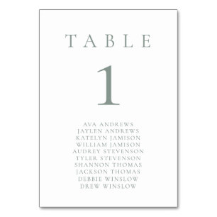 Sage Green White Minimalist Seating Table Number