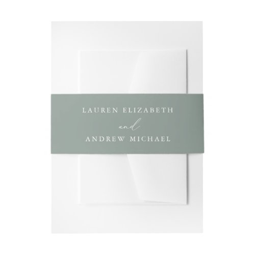 Sage Green  White Minimalist Wedding Invitation Invitation Belly Band