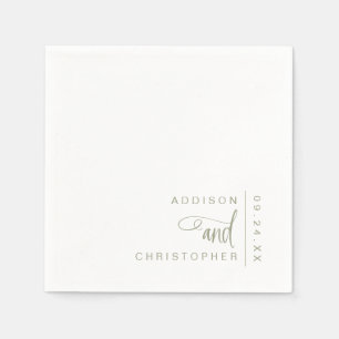 Sage Green White Modern Minimalist Wedding Napkins