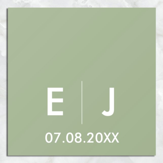 Sage Green & White Monogram Wedding Floor Decals (Creator Uploaded)