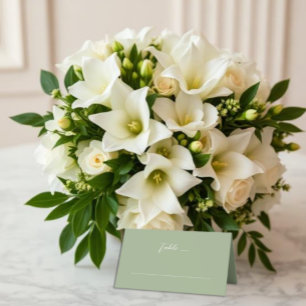 Sage Green & White Monogram Wedding Place Card