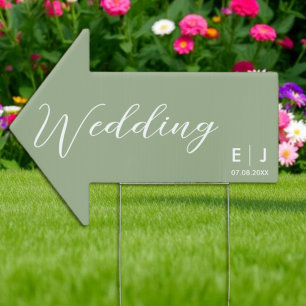 Sage Green & White Monogram Wedding Sign
