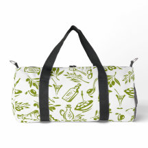 Sage Green White Olive Leaf Mediterranean Pattern