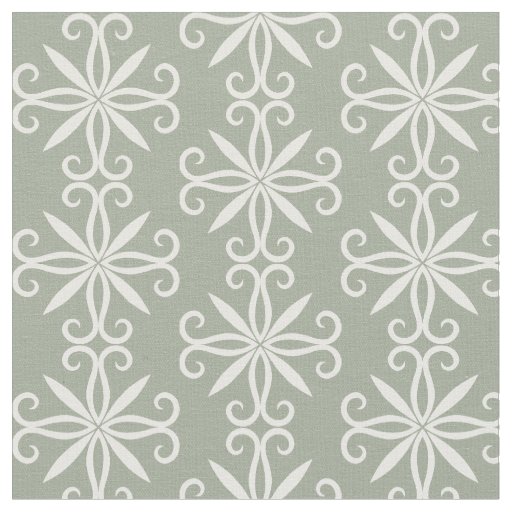 Sage green white pattern fabric