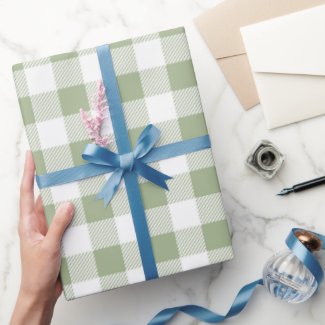 Sage Green White Plaid Pattern