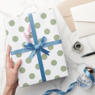 Sage Green White Polka Dots Pattern