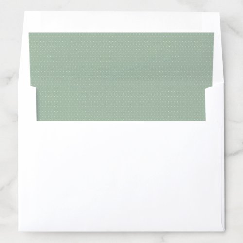 Sage green white polka dots simple baby shower envelope liner