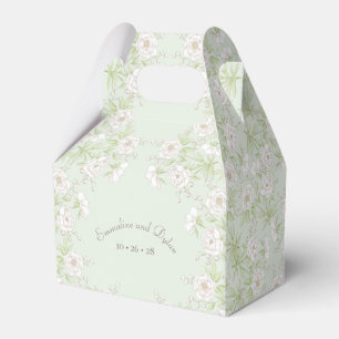 Sage Green White Rose Wedding Favor Boxes
