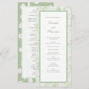Sage Green White Rose Wedding Programs