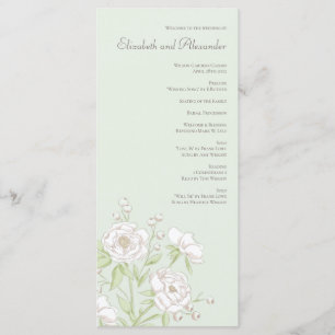 Sage Green White Rose Wedding Programs