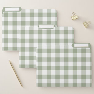Sage Green White Rustic Gingham Check Farmhouse File Folder