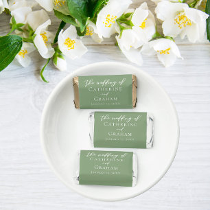 Sage Green White Script Wedding Personalized Hershey's Miniatures