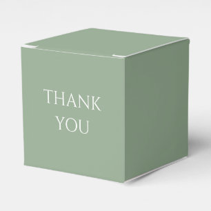 Sage Green & White Script Wedding Thank You Favor Boxes