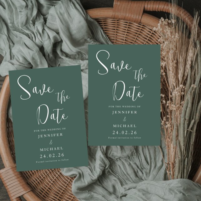 Sage Green White Simple Modern Wedding Save The Date (Creator Uploaded)