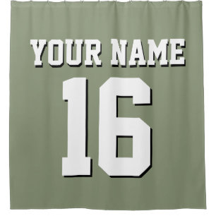 Sage Green White Sports Jersey Team Jersey Shower Curtain