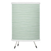 Sage Green & White Squiggly Lines Pattern Tripod Lamp (Left)