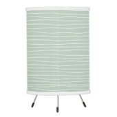 Sage Green & White Squiggly Lines Pattern Tripod Lamp (Back)