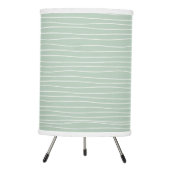 Sage Green & White Squiggly Lines Pattern Tripod Lamp (Front)