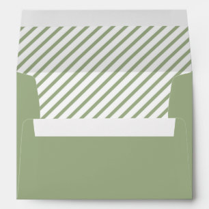 Sage Green White Striped Pattern Envelope