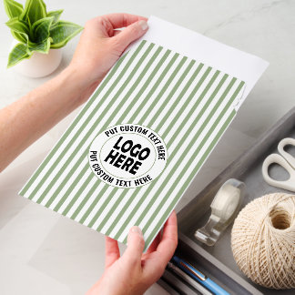 Sage green, white stripes and custom logo business envelope mailers