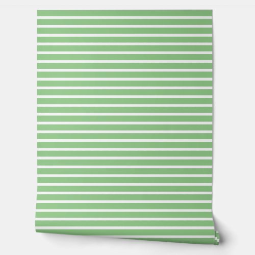 Sage Green White Stripes Line Elegant Custom Color Wallpaper
