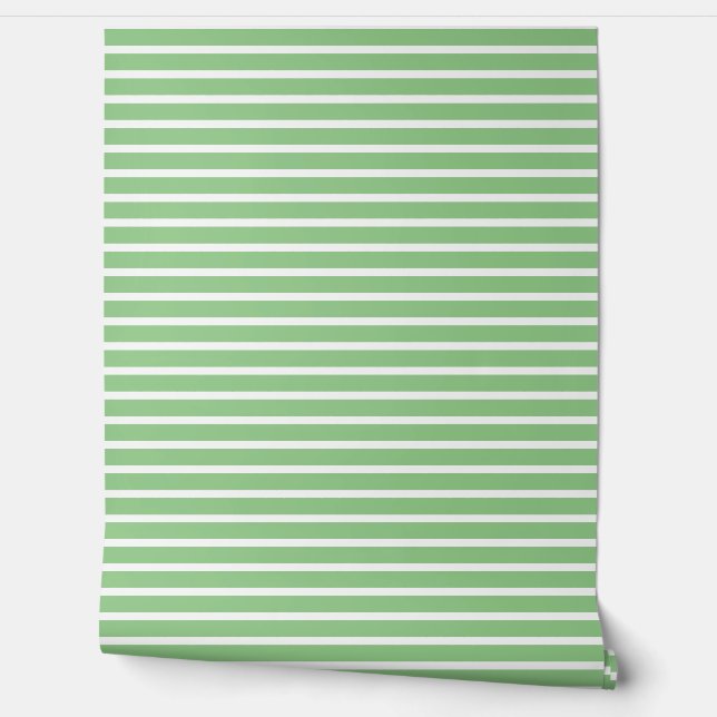 Sage Green White Stripes Line Elegant Custom Color Wallpaper (Unrolling)